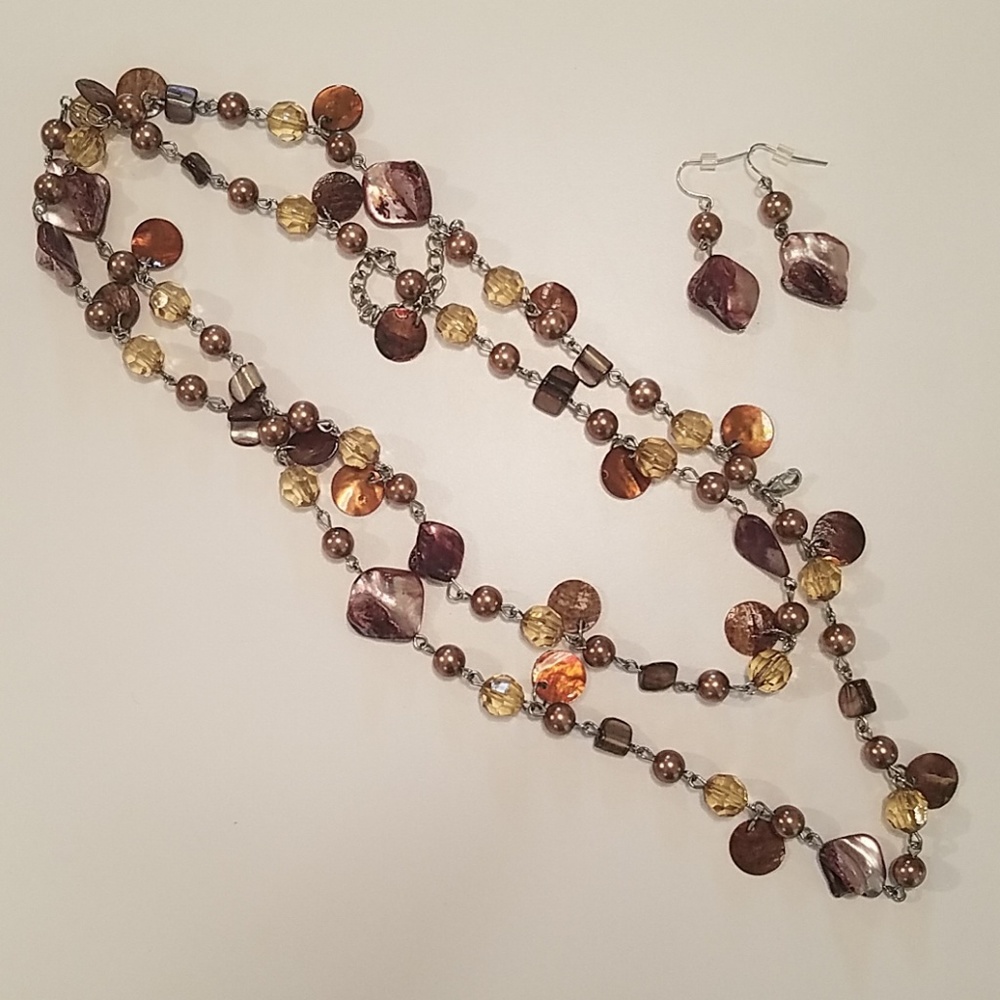 Beaded Necklace and Earring Set